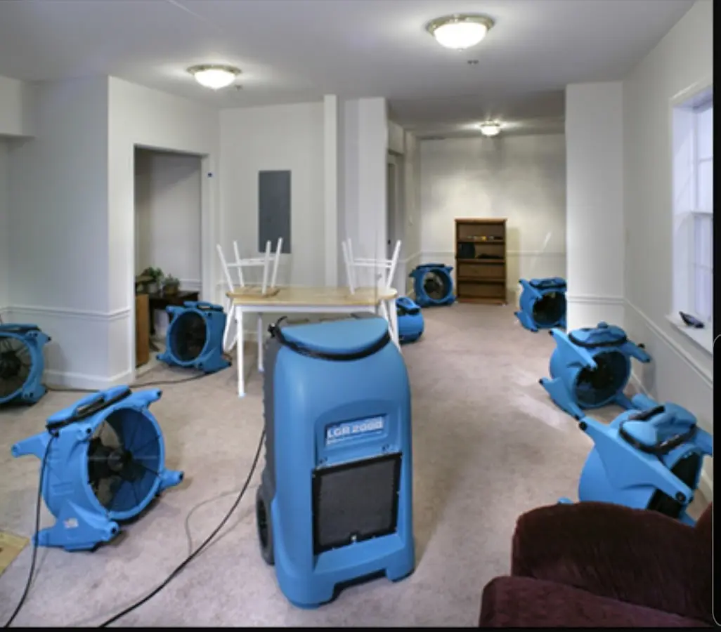 Air movers and dehumidifier setup for Water Extraction & Removal in East Los Angeles