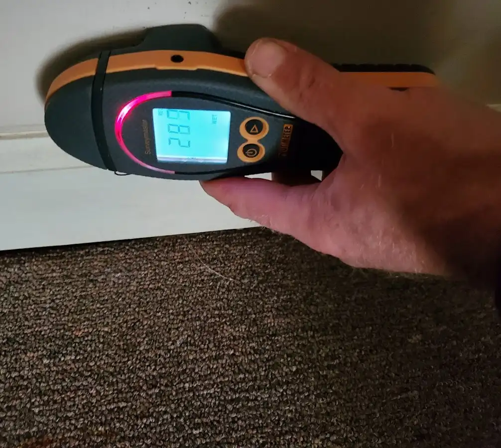 Moisture detection at baseboard during Sewage Cleanup & Sanitation in East Los Angeles